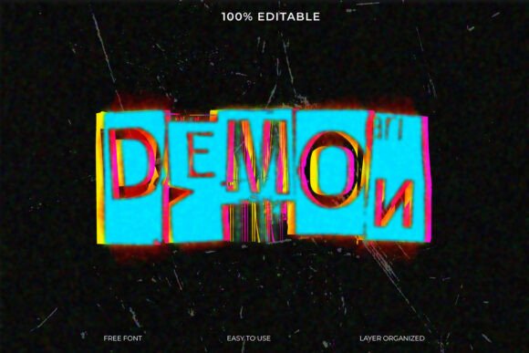 Demon 3D Text Effect: Edgy Glitch & Retro Cyber Style