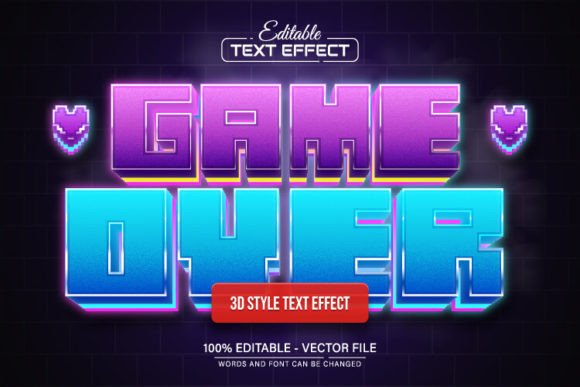 Game over Pixel 3d Text Effect Editable: Your Design Asset