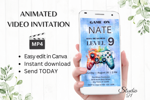 Smartphone Video Game Birthday Invite: Level Up Your Party